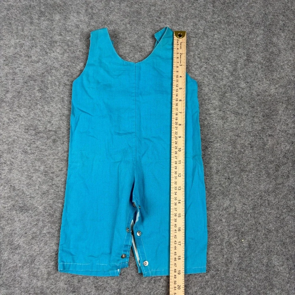 Romper Baby Teal‎ Blue Hello World Stork Embroidery Vintage Surf Preppy 80s 90s